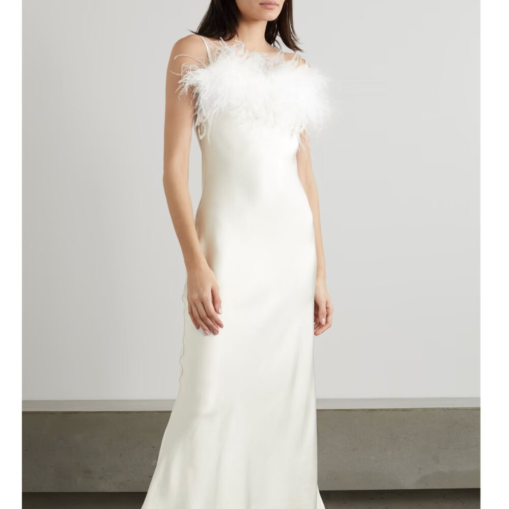 Sleeper boheme slip dress with feathers